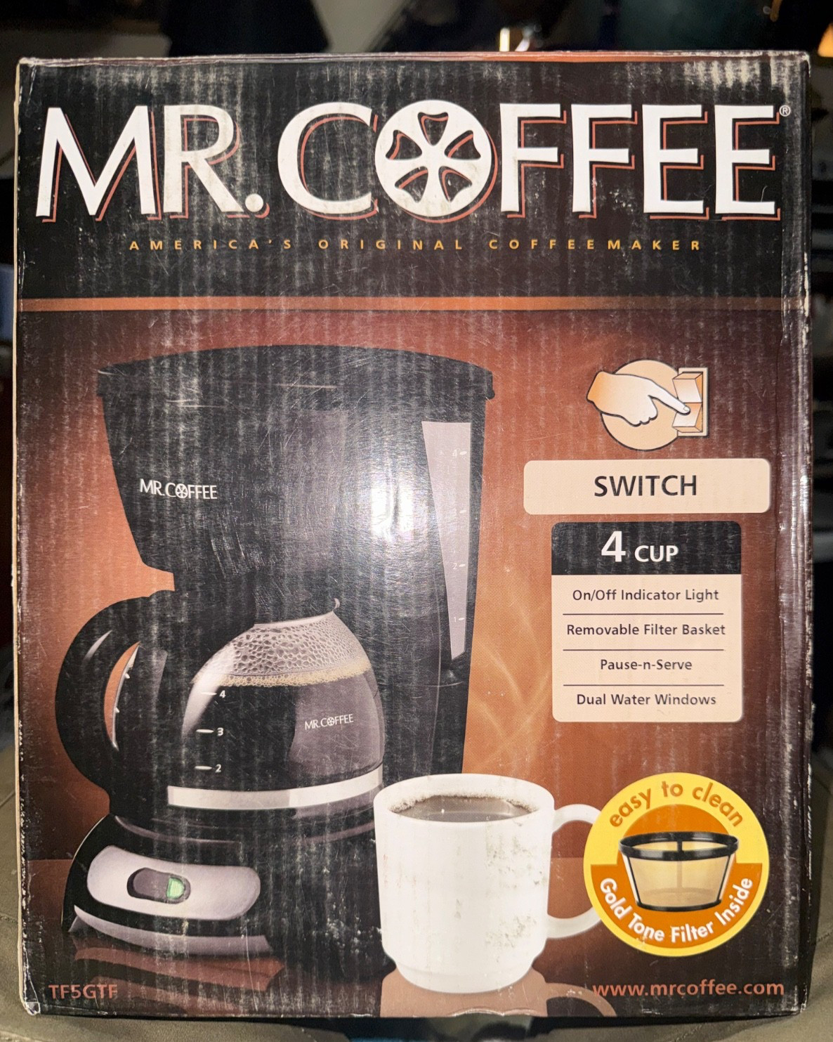 MR COFFEE TF5 Black 4 Cup Switch Coffee Maker Removable Filter NIB SEALED 2009