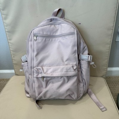 Light Pink Backpack School Travel Laptop Book Bag Multi Pocket Adjustable Strap