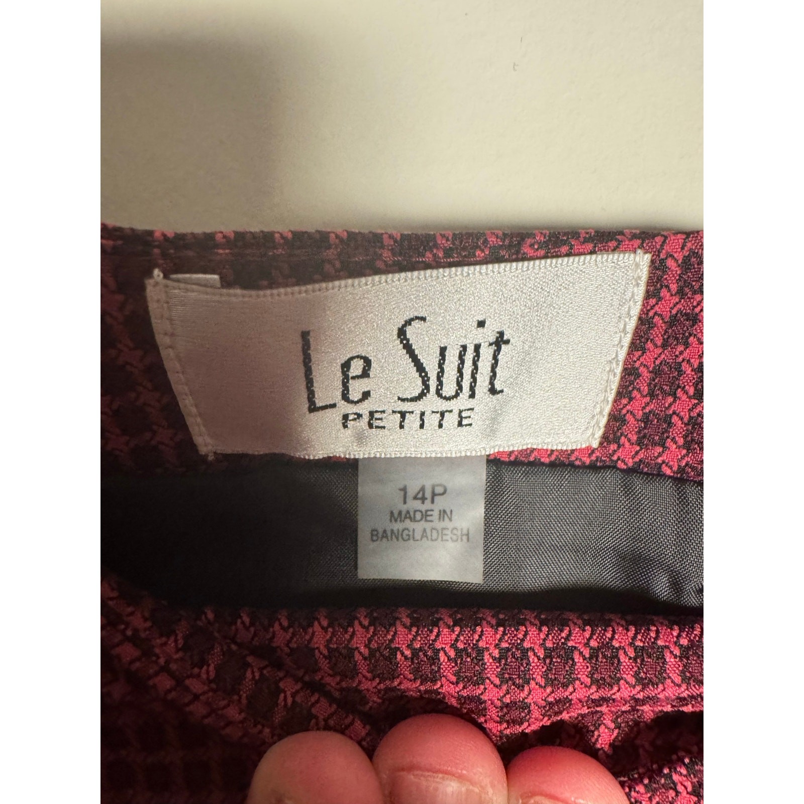 Le Suit Women's Pink Contrast Trim Printed Skirt Suit NWT Size 14P