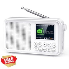 OnLyee Radio FM Bluetooth NOAA Weather 3000mAh White