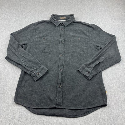 Quicksilver Waterman Shirt Mens Medium Gray Regular Fit Flannel Button Up Casual