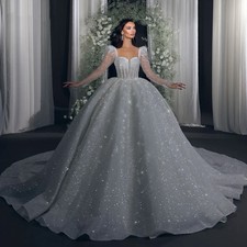 Sweetheart Wedding Dresses Sparkling Bridal Ball Dress Royal A-line Bridal Gowns