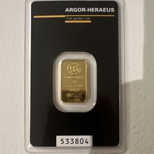 Argor-Heraeus 5g Gold Bar 999.9 Fine Certified Assayer 5225.38 per troy oz