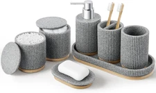 7PCS Bathroom Accessories Set, with Soap Dispenser, Q-tip Holder, Toothbrush Hol