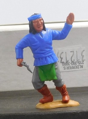 Timpo Foot Swoppet Apache Blue Shirt Standing with a Tomahawk