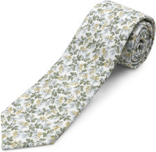 Cotton Floral Ties for Men 2.76" Men's Skinny Tie Linen Flower Printed Neck Tie