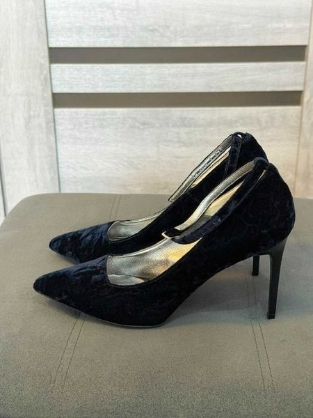 Women Oscar de la Renta Heels Navy Leather 38