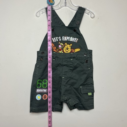 Vtg Y2K Winnie The Pooh Disney Let’s Explore Embroidered Overall Shorts 24 Mos - Picture 9 of 11