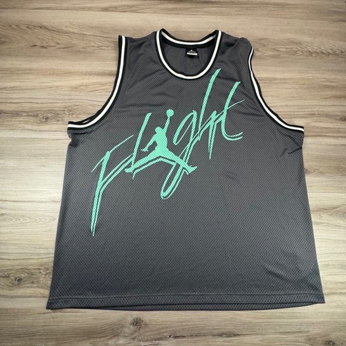 Jordan Flight Graphic Basketball Jersey Men's 4XL Gray Mint Green Mesh Gorpcore