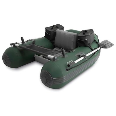INTEX Big Catch Pro Inflatable Fishing Float Tube Set w/Oars, Pump & Rod Holders