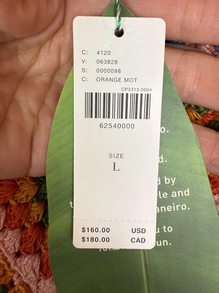 Falda Farm Rio Mujer Grande Naranja Multicolor Crochet Granny Cuadrada Boho Nueva con Etiquetas Foto 3 de 4