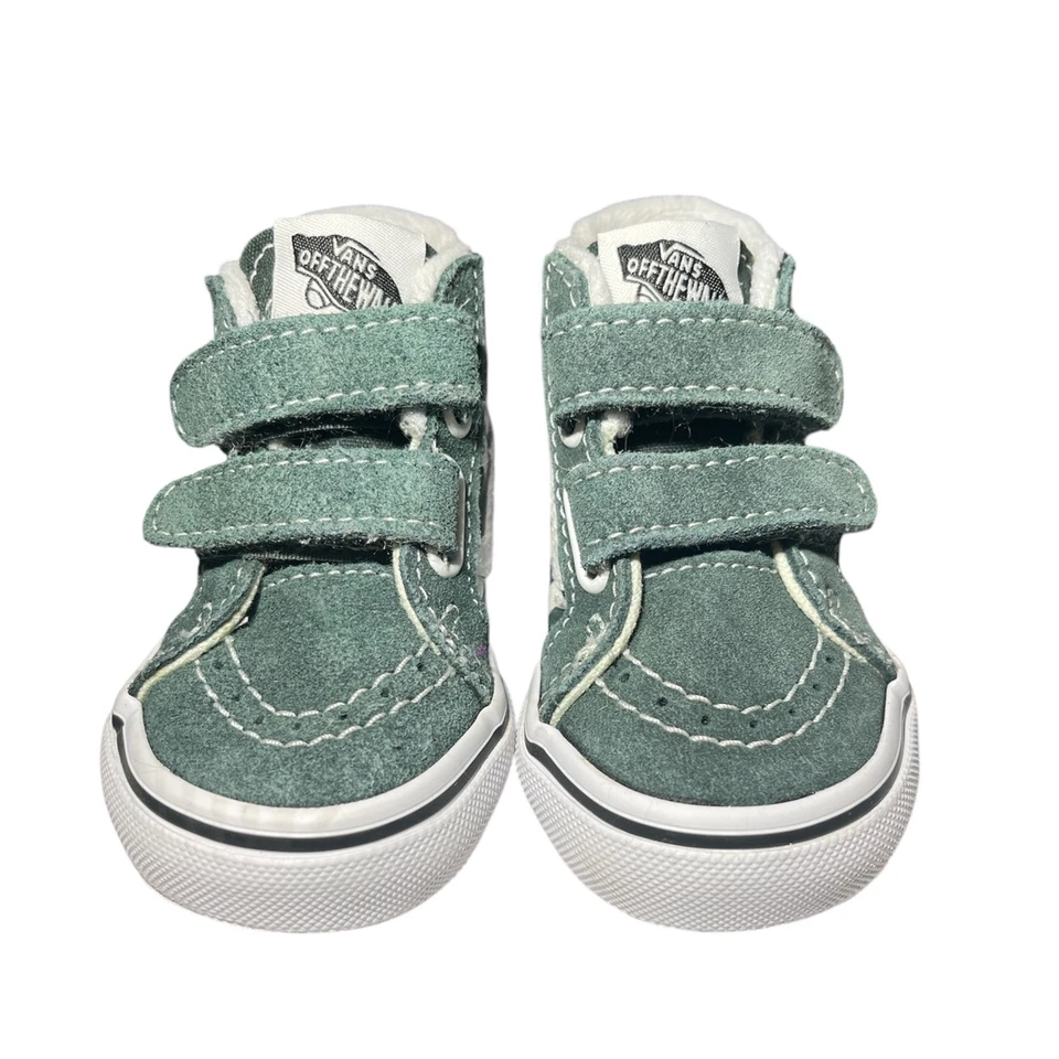2022 VANS Zapatillas Deportivas de Gamuza Patín a Cuadros Verde Blanco SK8 Talla 4 Niños Pequeños Foto 3 de 4