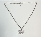 925 Sterling Garnet Lotus Flower Pendant Cable Chain Necklace 6.5g — photo 1