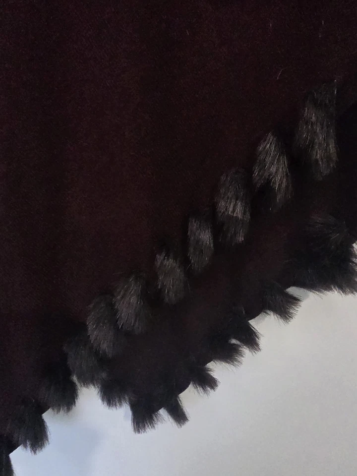 ALFANI женщин бордовый Cowl шеи плащ понч W искусственного меха отделки-L/XL - Изображение 4 из 4