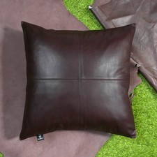 QAWACH Lambskin Leather Pillow Cover 14" x 14" Dark Brown Pack of 1