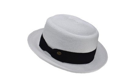 Men's Summer Lightweight Straw Pork Pie Derby Fedora Upturn Brim Hat w/ Ribbon