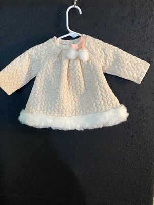 Max Studio Baby Size 0-3 Months Quilted and Fur Trimed Dress