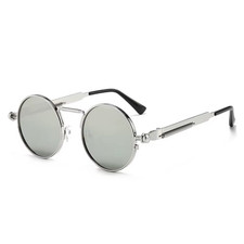 Men Women Sunglasses Round Retro Steampunk Metal Frame Festival Rave UV400