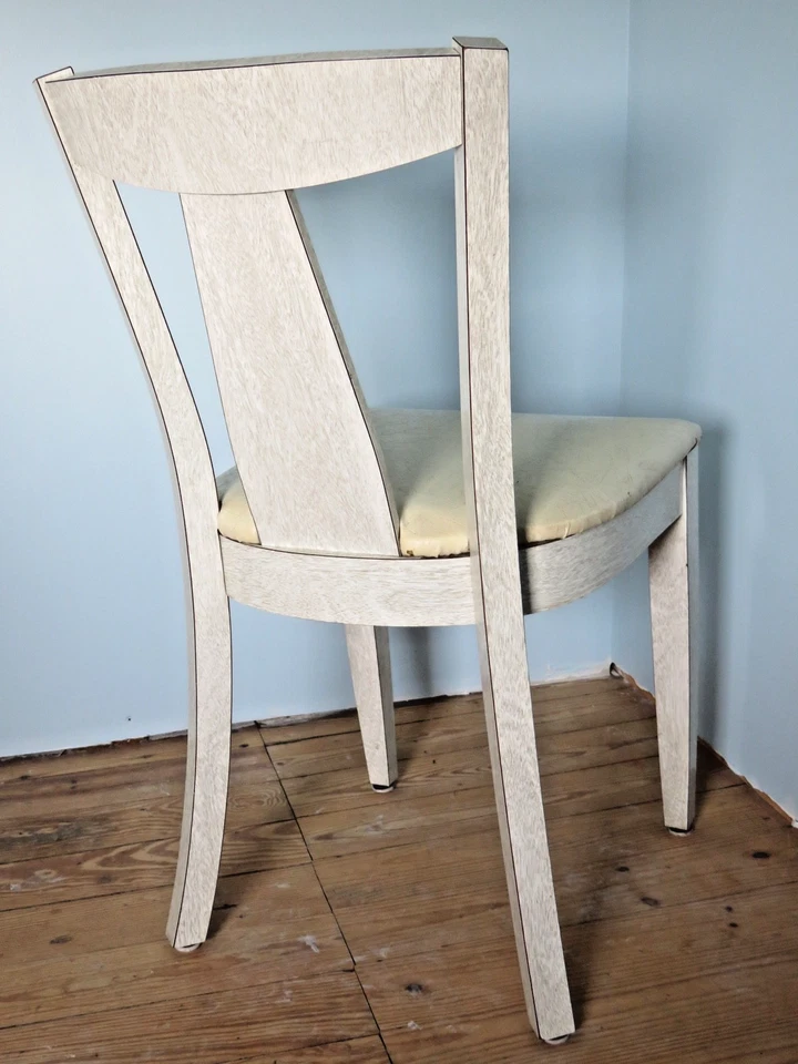 Vtg CUSTOM MCM 60s WHITE FORMICA CHAIR WITH VIVID GREY WOOD GRAIN - Image 4 of 4