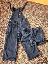 Vintage 80s 90s Guess Georges Marciano Lot of 2 Blue Cotton Overalls Shorts S