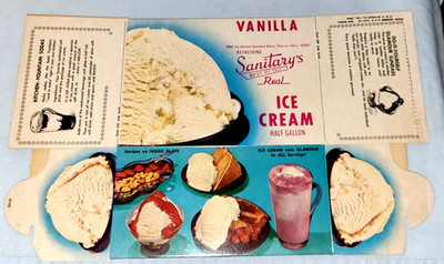 Vintage Sanitary's Vanilla Ice Cream Half Gallon Box 1950's/60's