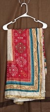 Women's Fancy Silk Dupatta with mirror Sequins /Lace 4 Sided One Size Multicolor