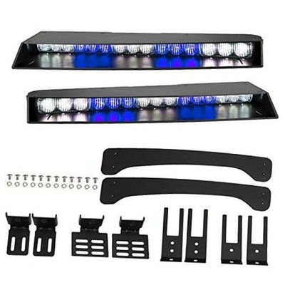  Visor lights bar 2-15 LED 29 Flash Patterns Interior Upper Blue/White