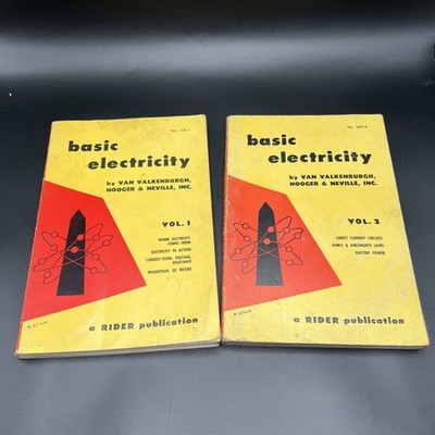 Basic Electricity Van Valkenburgh Volumes 1 & 2 1954 1st Edition Rider Pub.