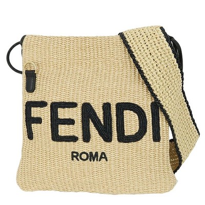 FENDI PACK SLIM CLUTCH SMALL 8BT337AAYRF1E1I Shoulder Bag Beige × Black #ACB1364