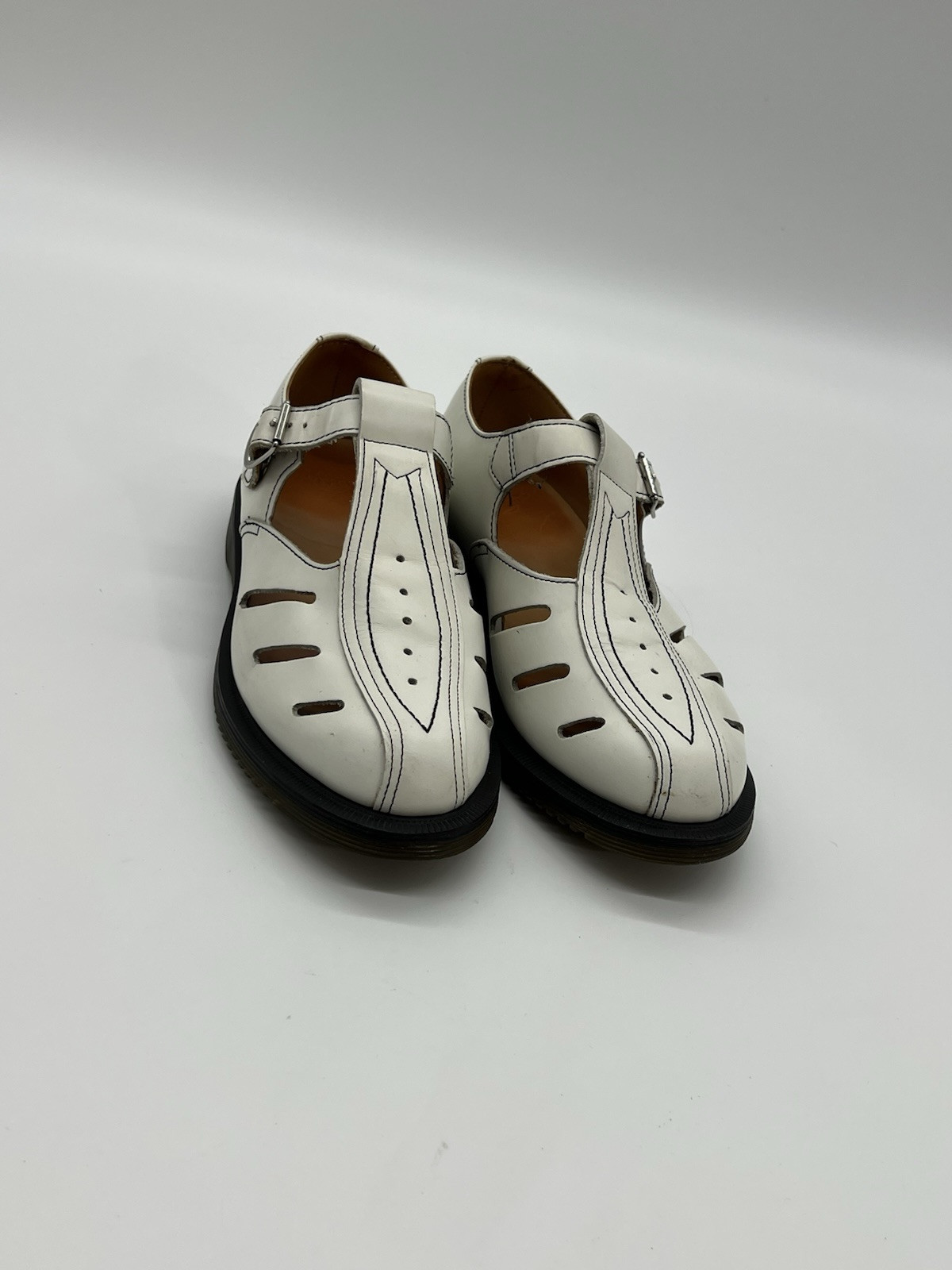 Dr Martens Deirdre Women’s Sz 7 Mary Jane White Leather Steampunk Prep Shoes.