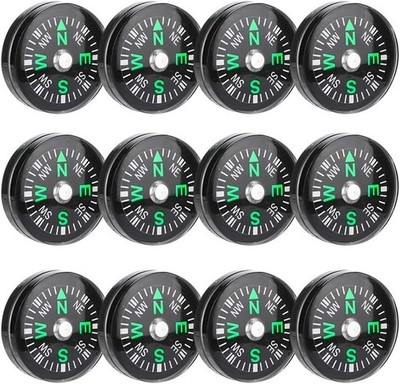 50 Pieces Mini Compass Small Button for Kids 20mm Bulk Hiking Liquid Filled Surv