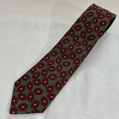CHANEL All-over Pattern Logo COCO Tie Men Silk Moss Green Red Genuine 