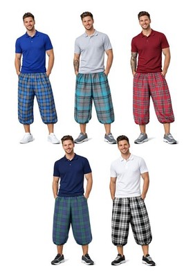 Adults Pub Golf Tartan Plus Fours Trousers Sports Stag & Hen Party Fancy Dress