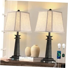 27.5" Table Lamps Set of 2, 3-Way Dimmable Touch Lamps for Black 2 Pack