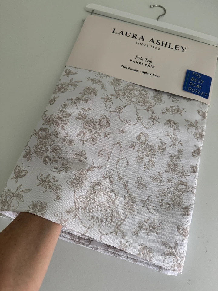 Laura Ashley Cortinas Ventana 2 Paneles 38 x 84 Hiedra Taupe Beige Blanco MoreInStock Foto 2 de 4