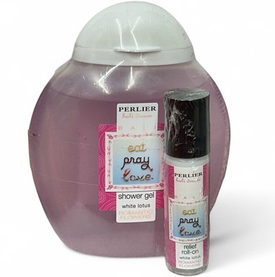 Perlier White Lotus Romantic Flowers Shower Gel & Relief Roll On NEW Sealed