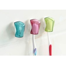 6 Pcs Suction Cup Storage Holder Hanging Toothbrush Holders with Cover Small