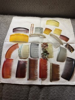 Lot of 22 vintage antique hair combs. USA France