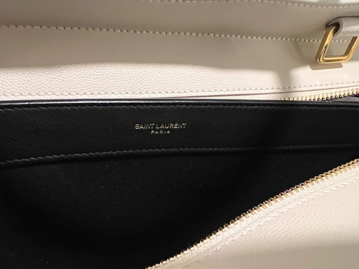 Saint Laurent Medium Uptown Top Handle Bag White Cream w