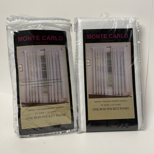 Set of 2 ONE ROD Sheer Curtain Panels 59x120" (2 pkg) Monte Carlo Drapes Polyest