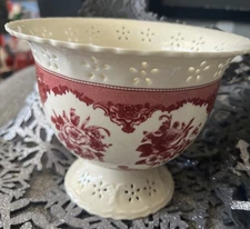 VTG Ceramic Rose Lacey FTD Victorian Style Pedestal Floral Planter/Vase 7X5.75”