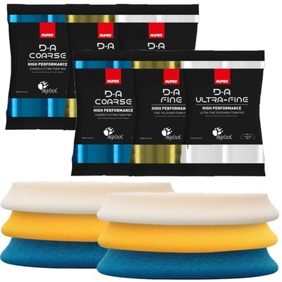 6 X RUPES DA 130x150mm Bigfoot Compound Polishing Pads 2 x Coarse Fine UltraFine