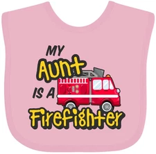 Inktastic My Aunt Is A Firefighter With Fire Truck Baby Bib Kids Kid Toddler