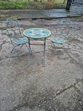 Cancun bistro set from Kaemingk, 2 Folding Metal & Mosaic Chairs & Folding Table