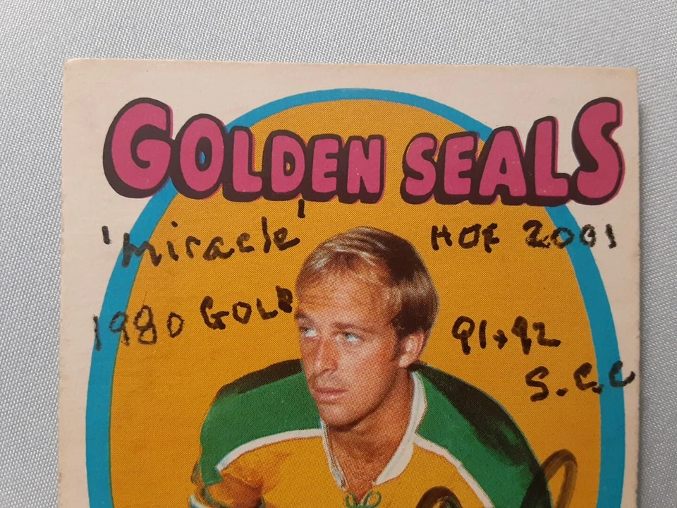 ☆SIGNED CRAIG PATRICK (RC)☆ 1971-72 Topps #184 ☆4 INSCRIPTIONS ☆ VGEX - Image 3 of 4