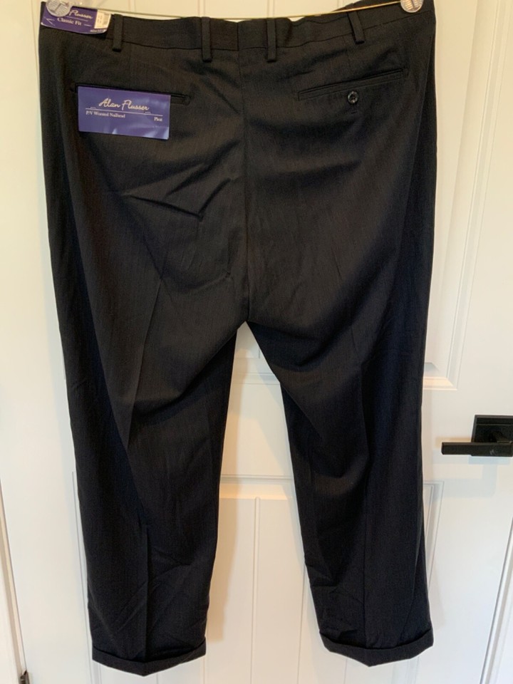 ALAN FLUSSER Mens Size 40 Blue Pleated Front Cuffed Hem Dress Pants NWT
