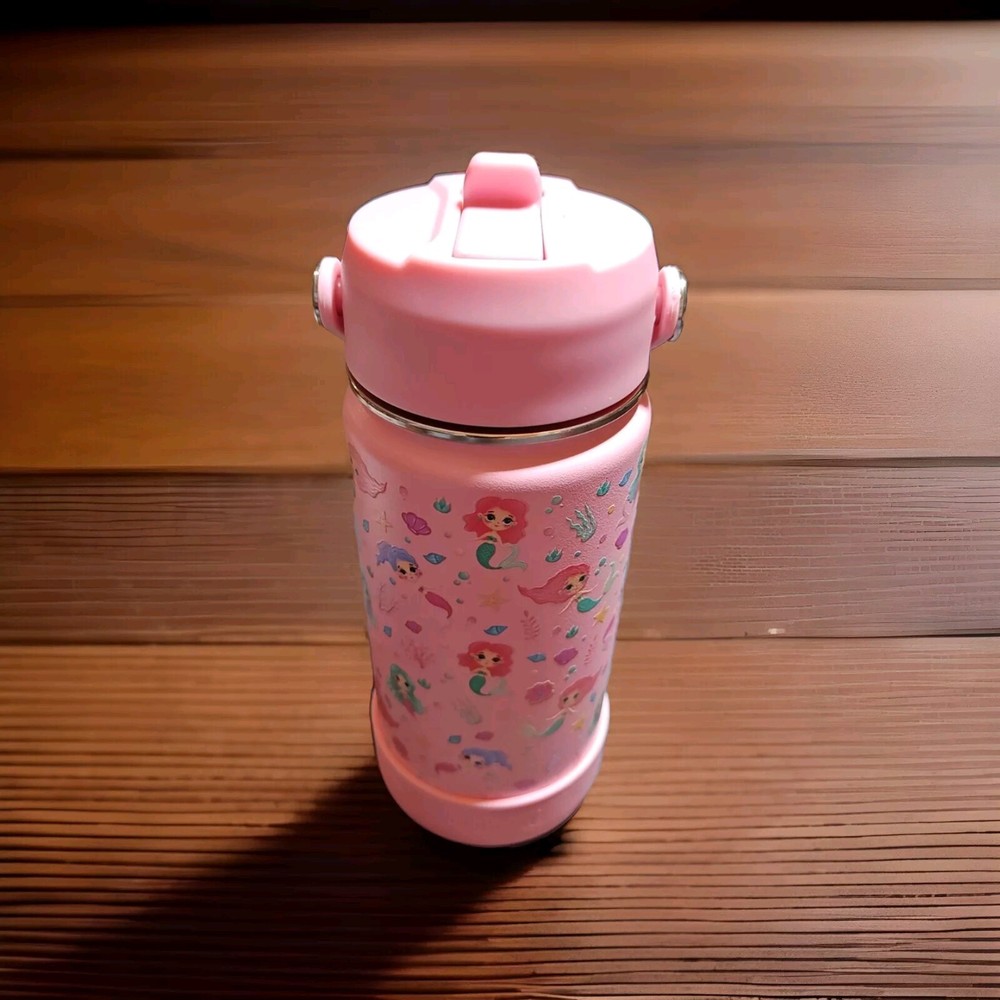 Insulated 14oz Pink Mermaid Tumbler with Lid & Straw