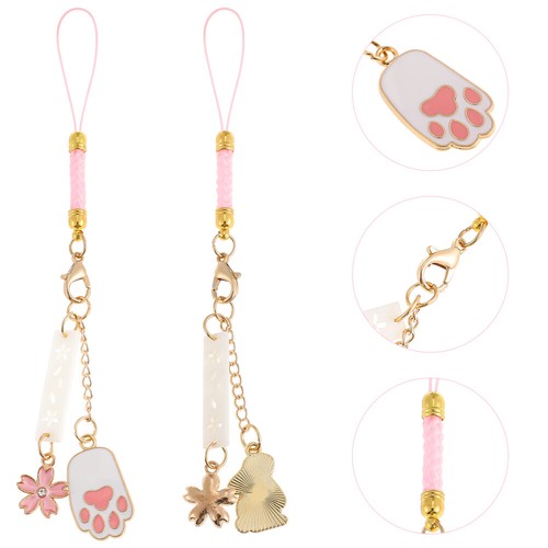 2 Pcs Mobile Phone Chain Keychain Pendant Charms Cute Kawaii Cell - Zdjęcie 3 z 11