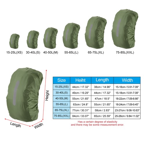 40-50L Waterproof Backpack Rain Cover Non-Slip Backpack Cover M Olive - Picture 2 of 5