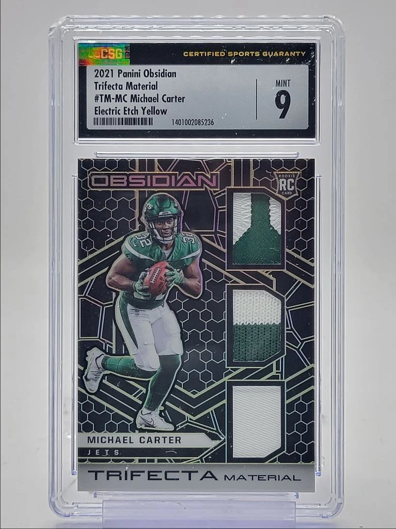 Michael Carter Panini Obsidian Trifecta Material #TMMC Electric Etch Green